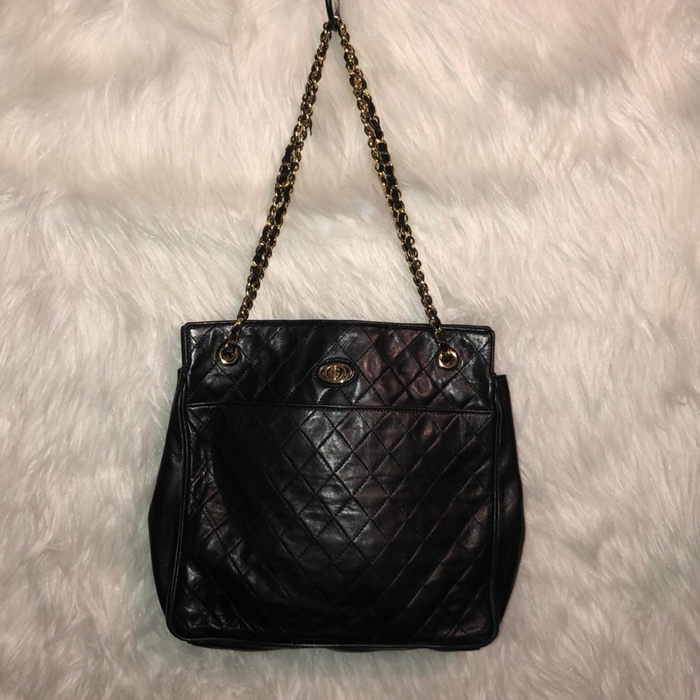 Vintage Gino Ferruzzi Black Leather Bag - Picture 1 of 8